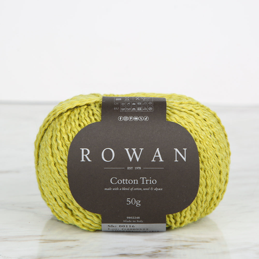 Rowan Cotton Trio Hand Knitting Yarn, Pistachio Green - 00116