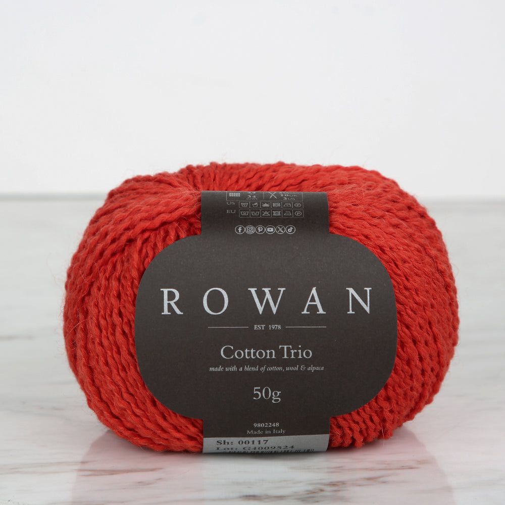 Rowan Cotton Trio Hand Knitting Yarn, Pomegranate Flower - 00117