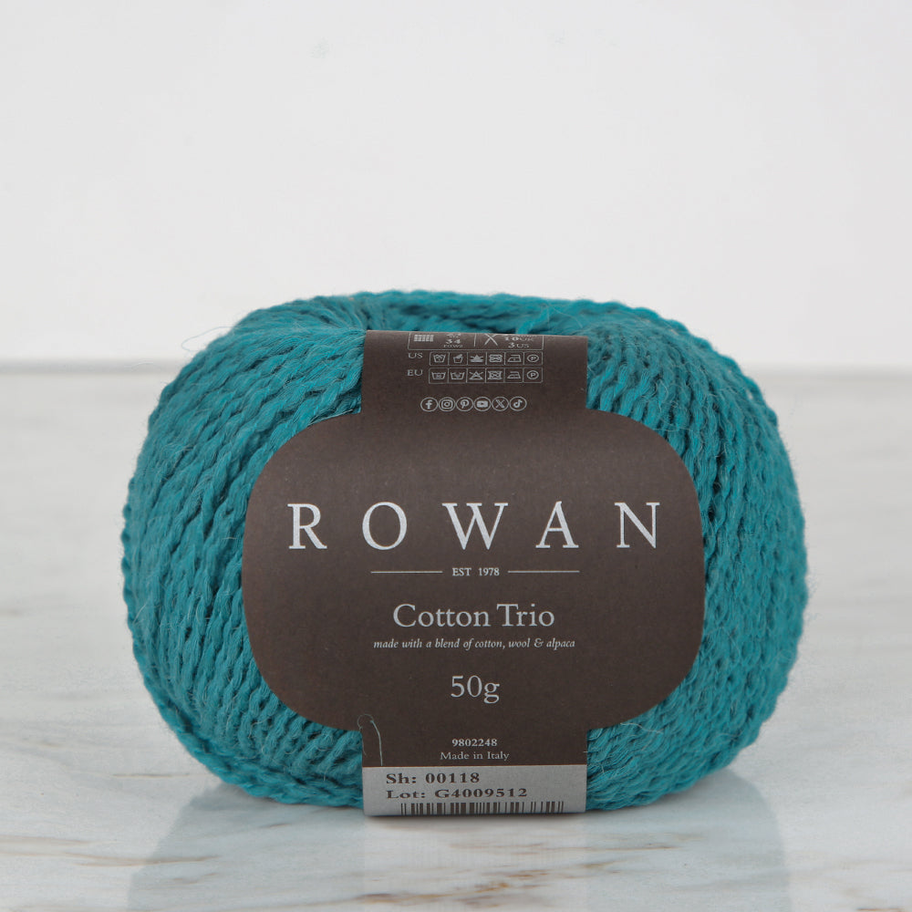 Rowan Cotton Trio Hand Knitting Yarn, Green - 00118