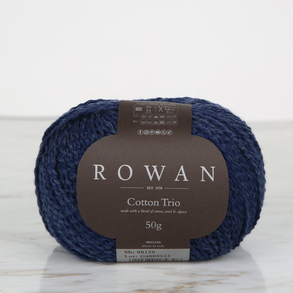 Rowan Cotton Trio Hand Knitting Yarn, Navy Blue - 00120