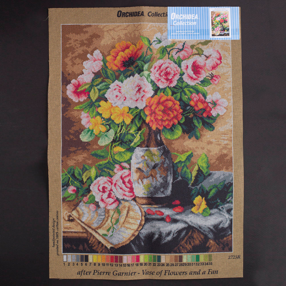 Orchidea 50x70cm Printed Gobelin, Pierre Garnier Vase of Flowers and a Fan - 2725R