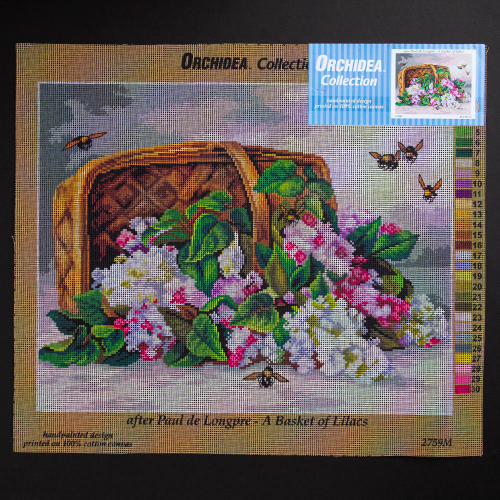 Orchidea 40x50cm Printed Gobelin, Paul de Longpre - A Basket of Lilacs - 2759M