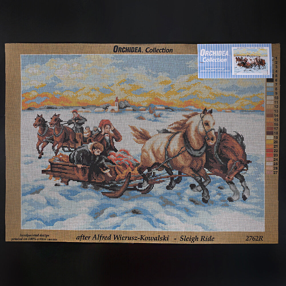 Orchidea 50x70 cm Alfred Wierusz Kowalski - Sleigh Ride Printed Gobelin 2762R