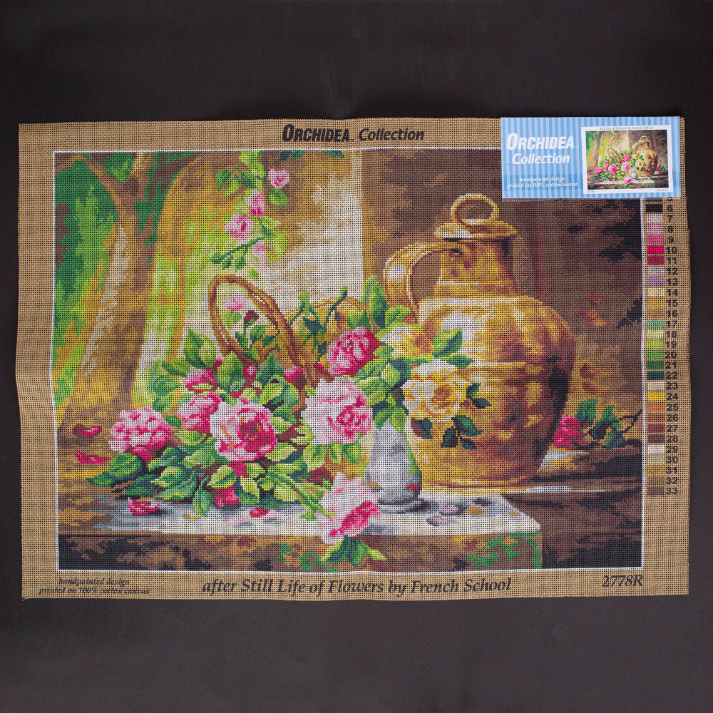 Orchidea 50x70cm Printed Gobelin, French School - Still Life of Flowers - 2778R