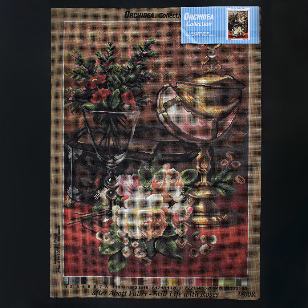 Orchidea 50x70 cm Jean Baptiste - Robie A Bouquet Of Roses And Other Flowers Printed Gobelin 2800R