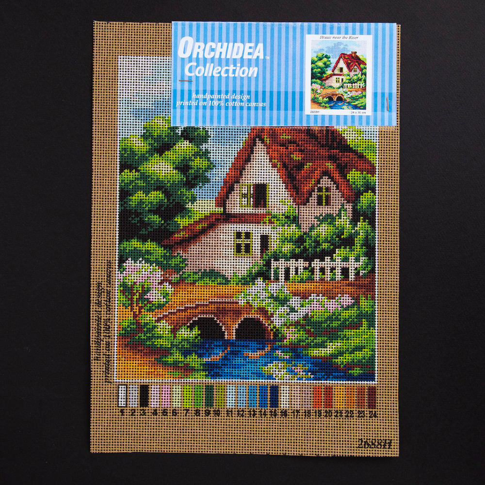 Orchidea 24x30cm Printed Gobelin, House near the River - 2688H