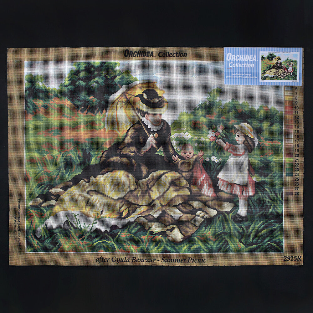 Orchidea 50x70 cm Gyula Benczur - Summer Picnic Printed Gobelin 2915R