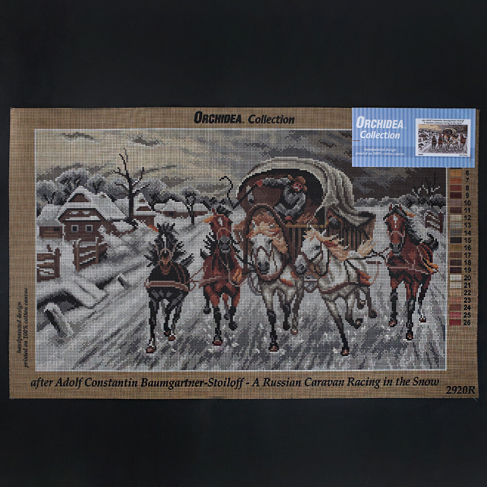Orchidea 40x70 cm Adolf Constantin Baumgartner - Stoiloff A Russian Caravan Racing in The Snow Print