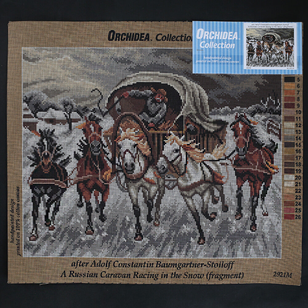 Orchidea 40x50 cm Adolf Constantin Baumgartner - Stoiloff A Russian Caravan Racinn in The Snow Fragm