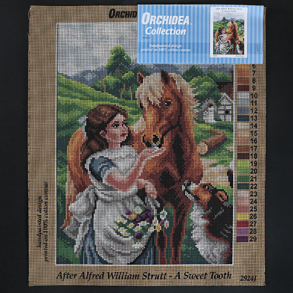Orchidea 30x40 cm Alfred William Strutt - A Sweet Tootb Printed Gobelin 2924J