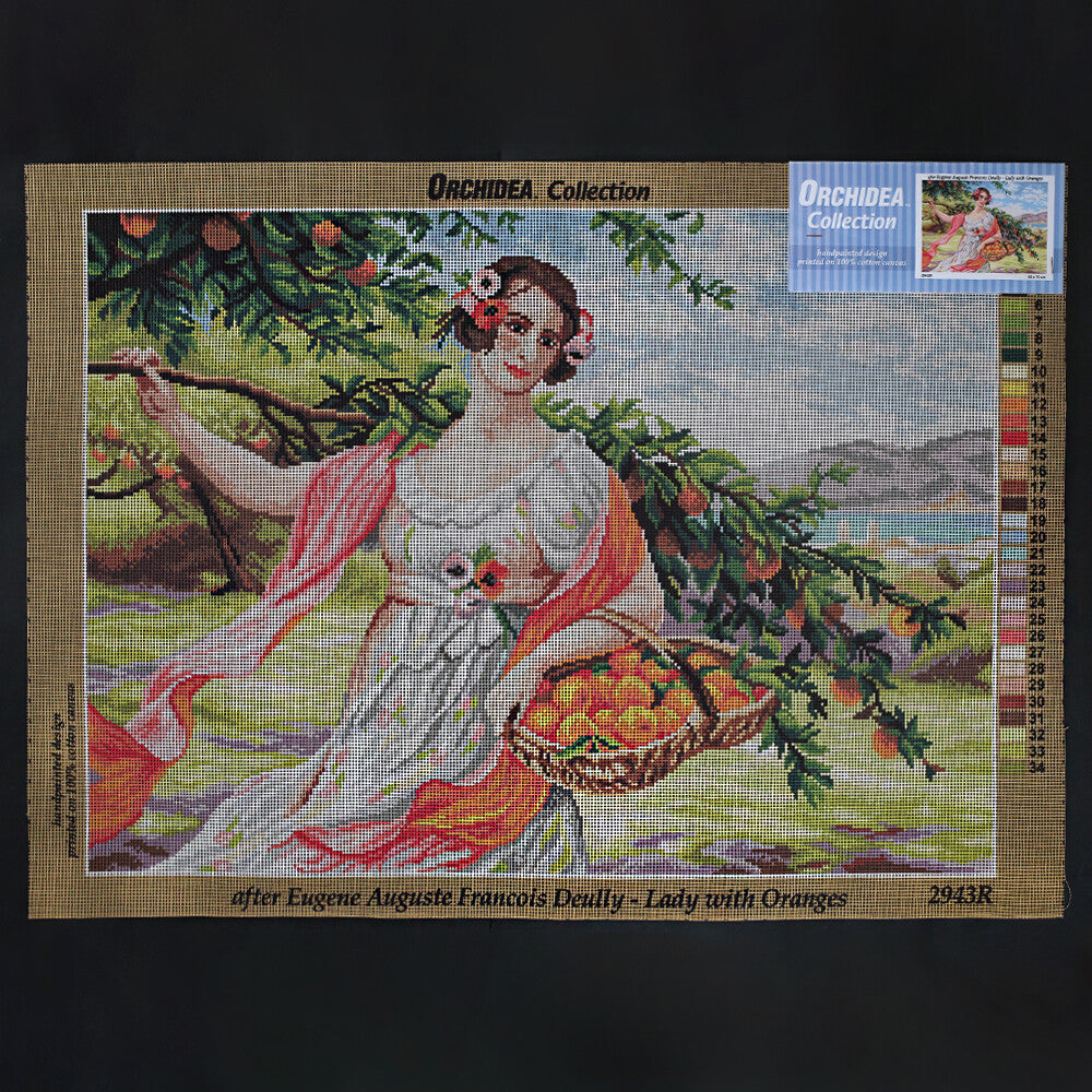 Orchidea 50x70 cm Eugene Auguste Francois Deully - Lady With Oranges Printed Gobelin 2943R