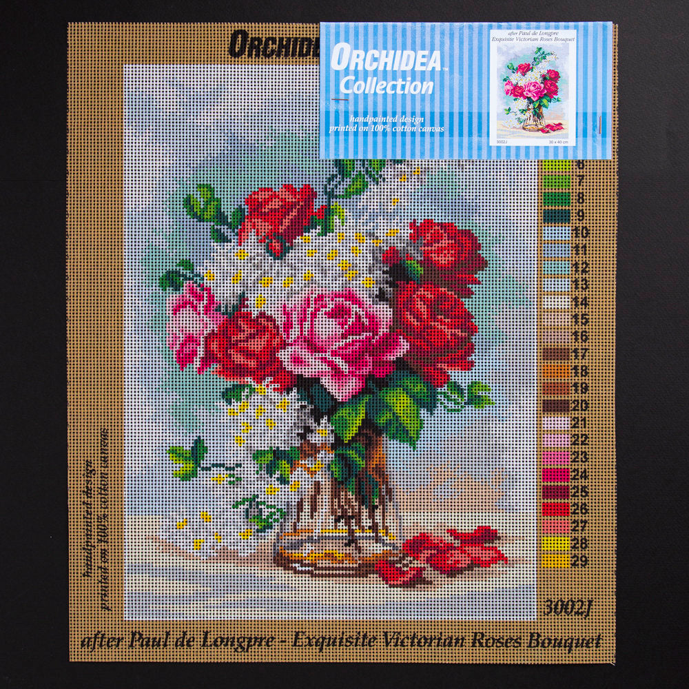 Orchidea 30x40cm Printed Gobelin, Paul de Longpre - Exquisite Victorian Roses Bouquet - 3002J