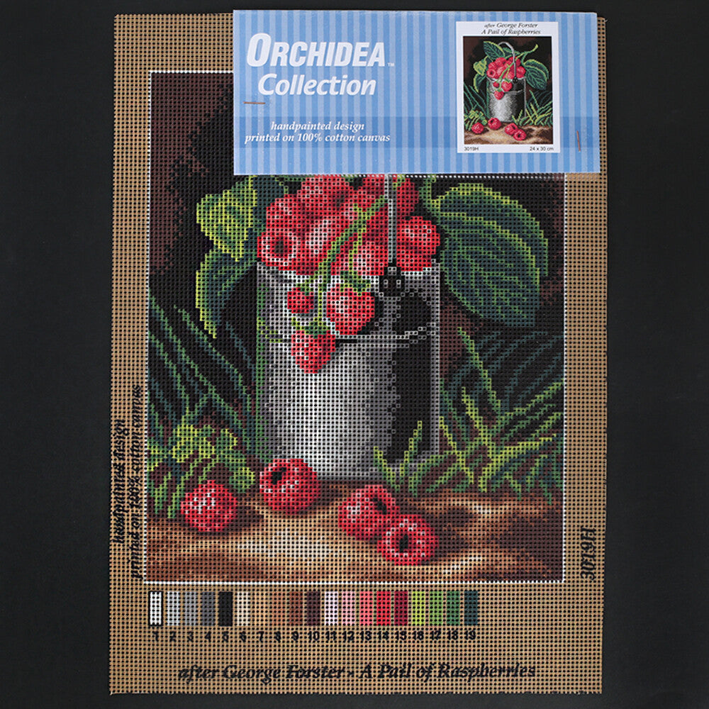 Orchidea 24x30 cm George Forster - A Pail Of Raspberries Printed Gobelin 3019H