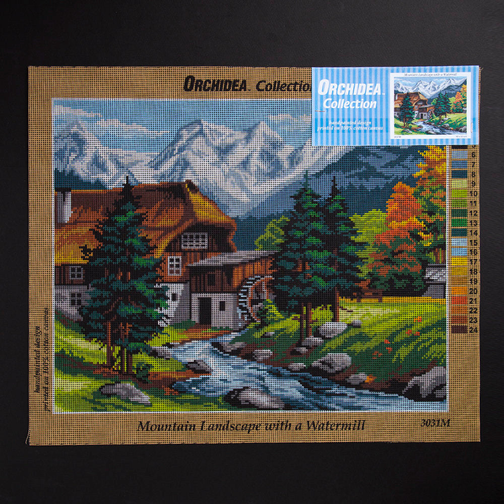 Orchidea 40x50cm Printed Gobelin, Moutain Landscape with a Watermill - 3031M