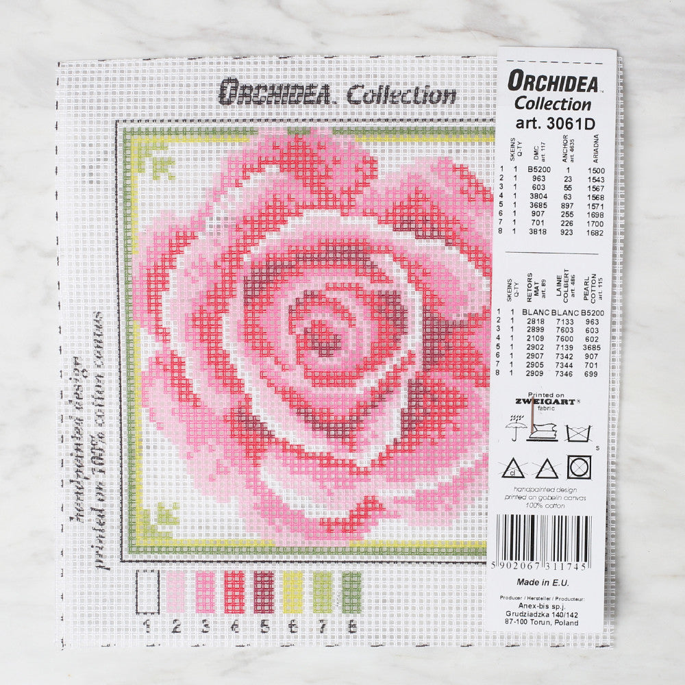 ORCHIDEA 15x15 cm Printed Gobelin, Rose - 3061D