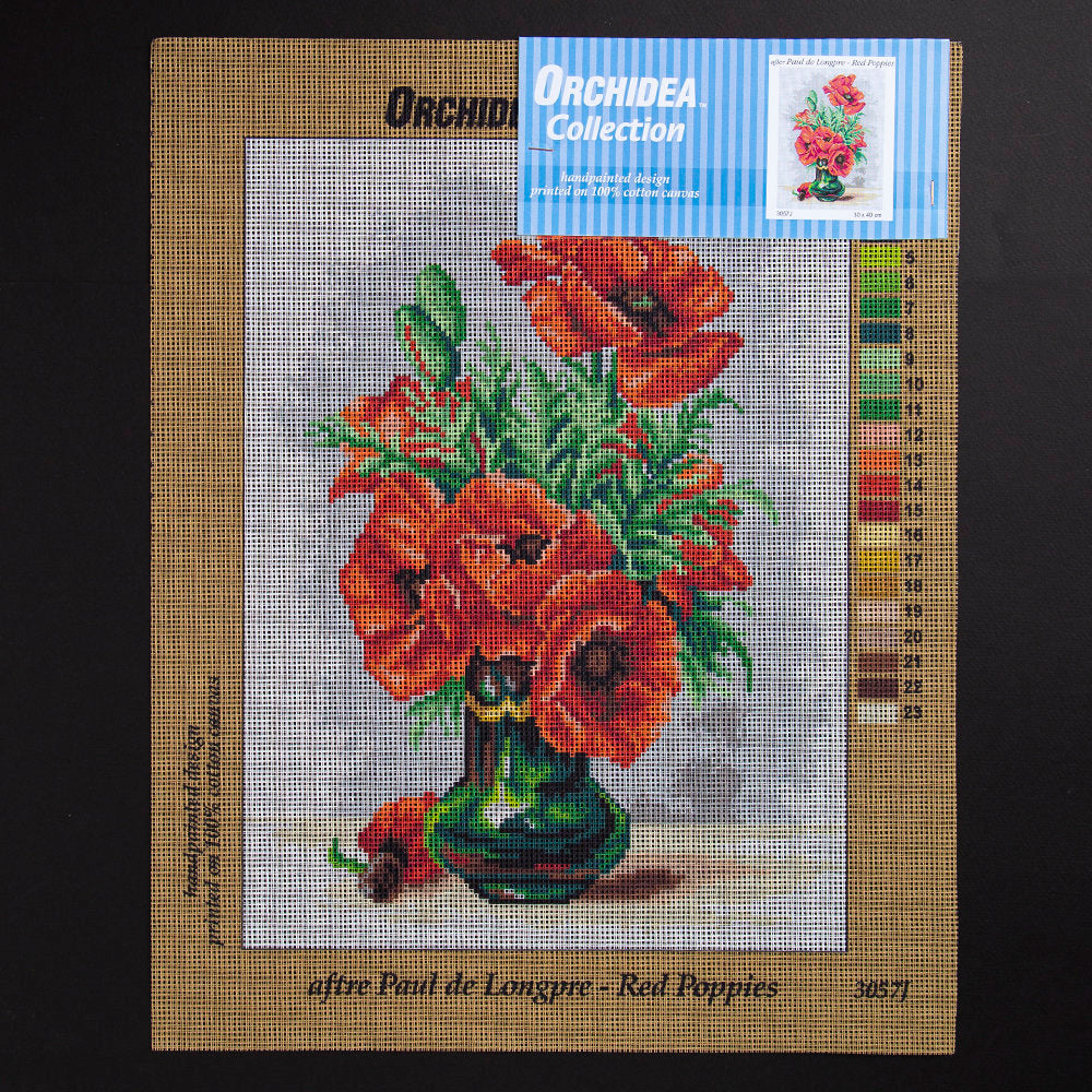 Orchidea 30x40cm Printed Gobelin, Paul de Longpre - Red Poppies - 3057J