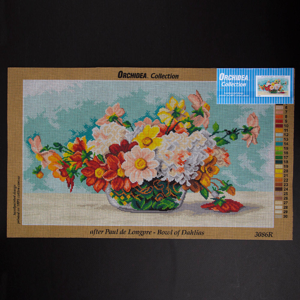 Orchidea 40x70cm Printed Gobelin, Paul de Longpre - Bowl of Dablias - 3086R