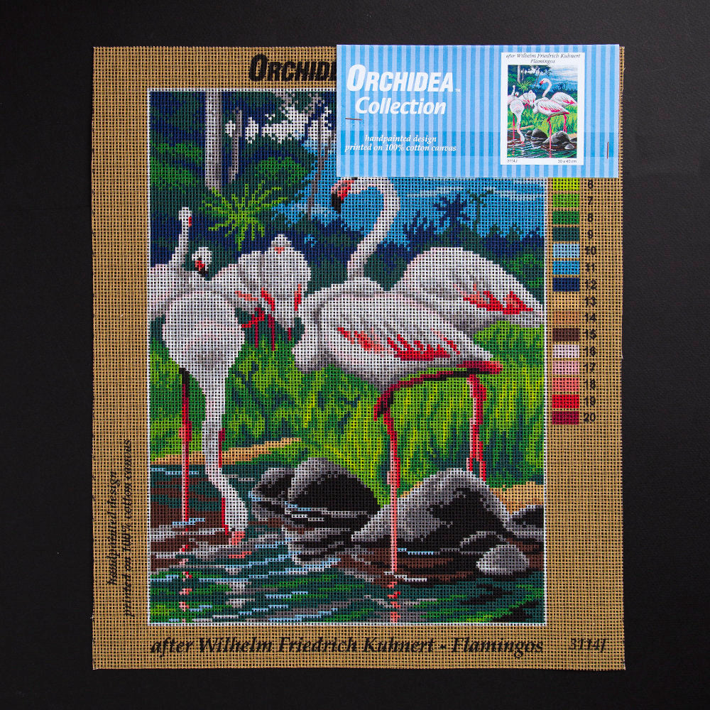 Orchidea 30x40cm Printed Gobelin, Wilhelm Friedrich Kuhnert - Flamingos - 3114J