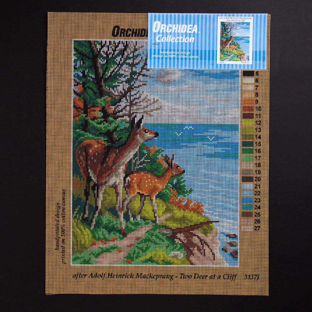 Orchidea 30x40cm Printed Gobelin, Adolf Heinrich Mackeprang - Two Deer at a Cliff - 3137J