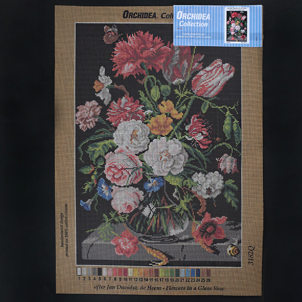 Orchidea 40x60 cm Jan Davidszoon De Heem - Flowers in A glass Vase Printed Gobelin 3182Q