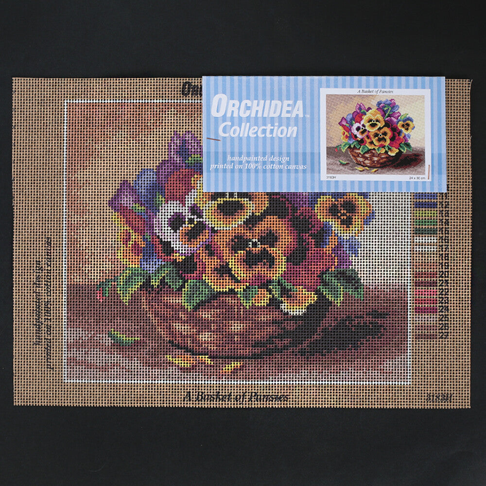 Orchidea 24x30 cm A Basket Of Pansies Printed Gobelin 3183H