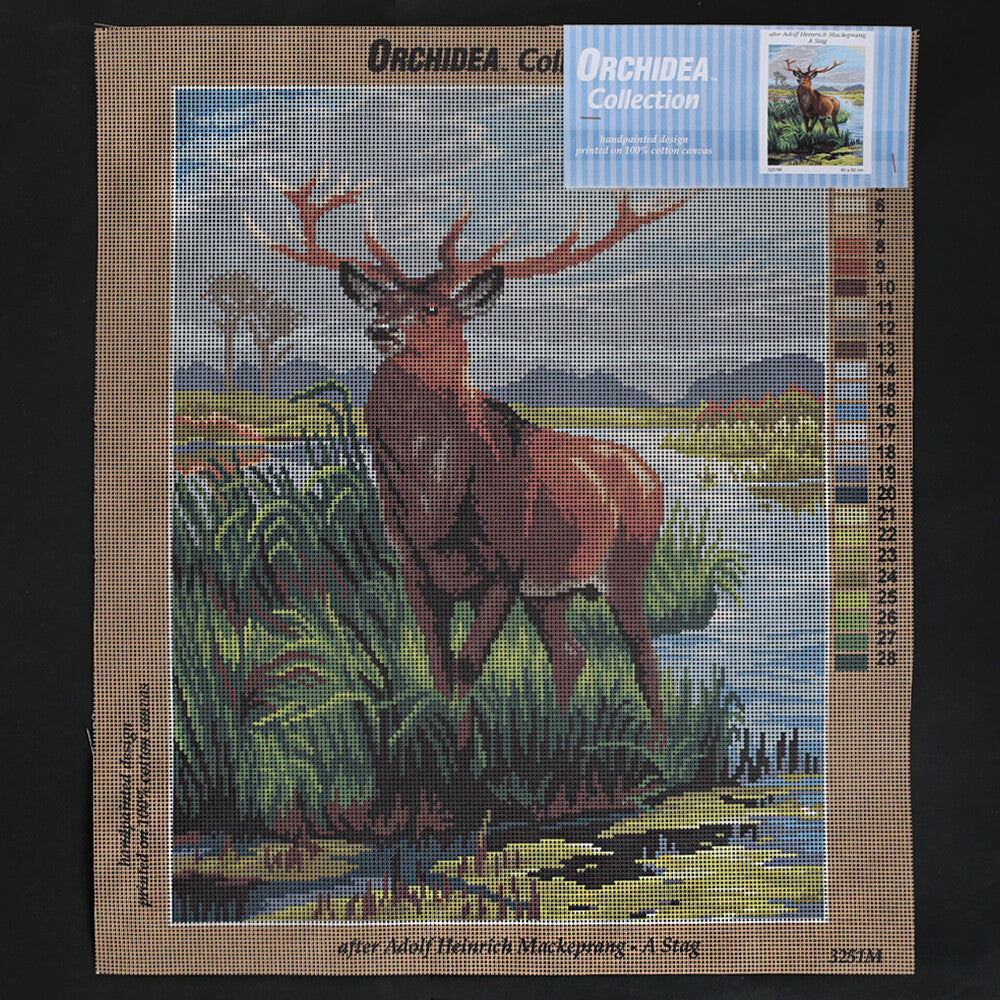 Orchidea 40x50 cm Adolf Heinrich Mackeprang - A Stag Printed Gobelin 3251M