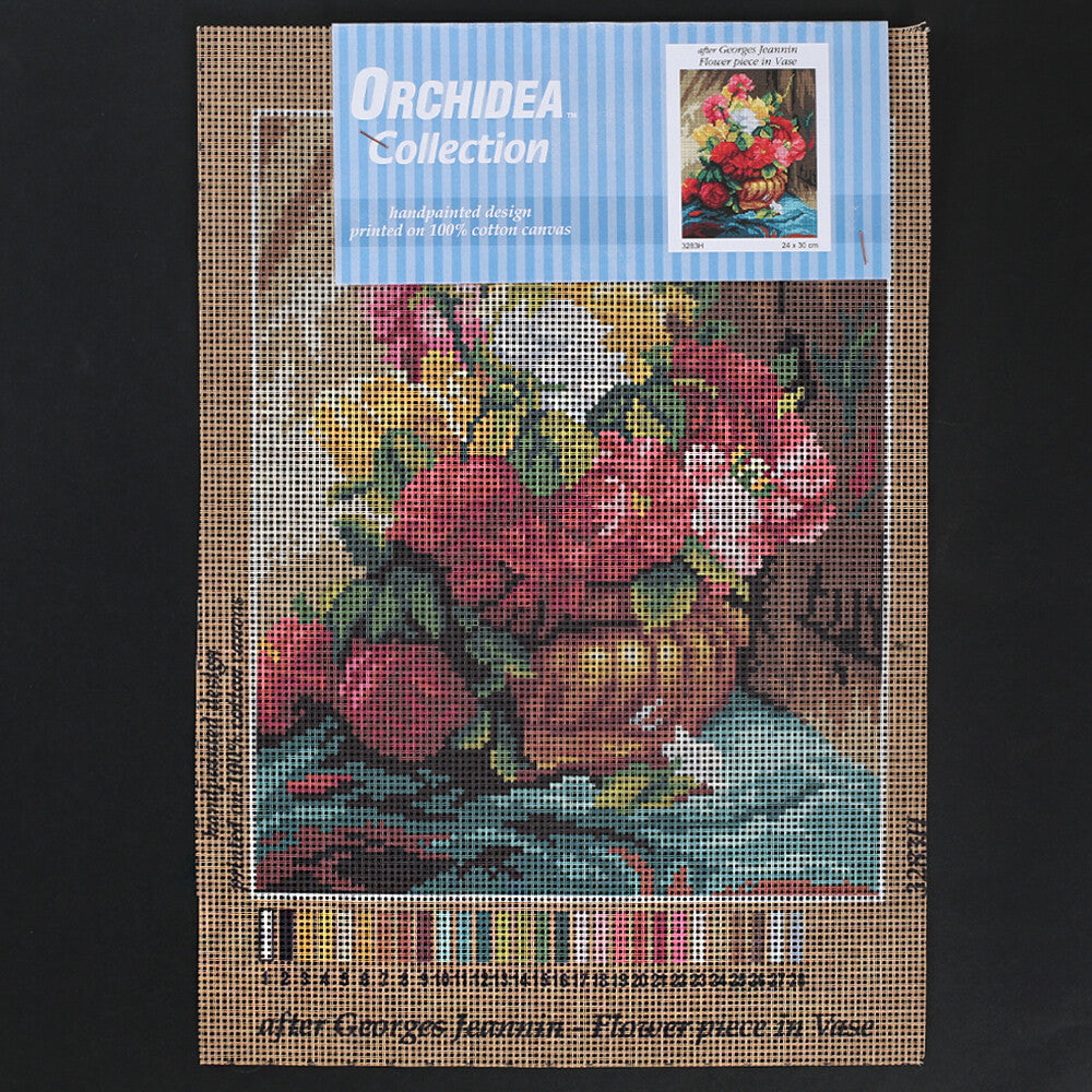 Orchidea 24x30 cm Georges Jeannin - Flower Piece in Vase Printed Gobelin 3283H