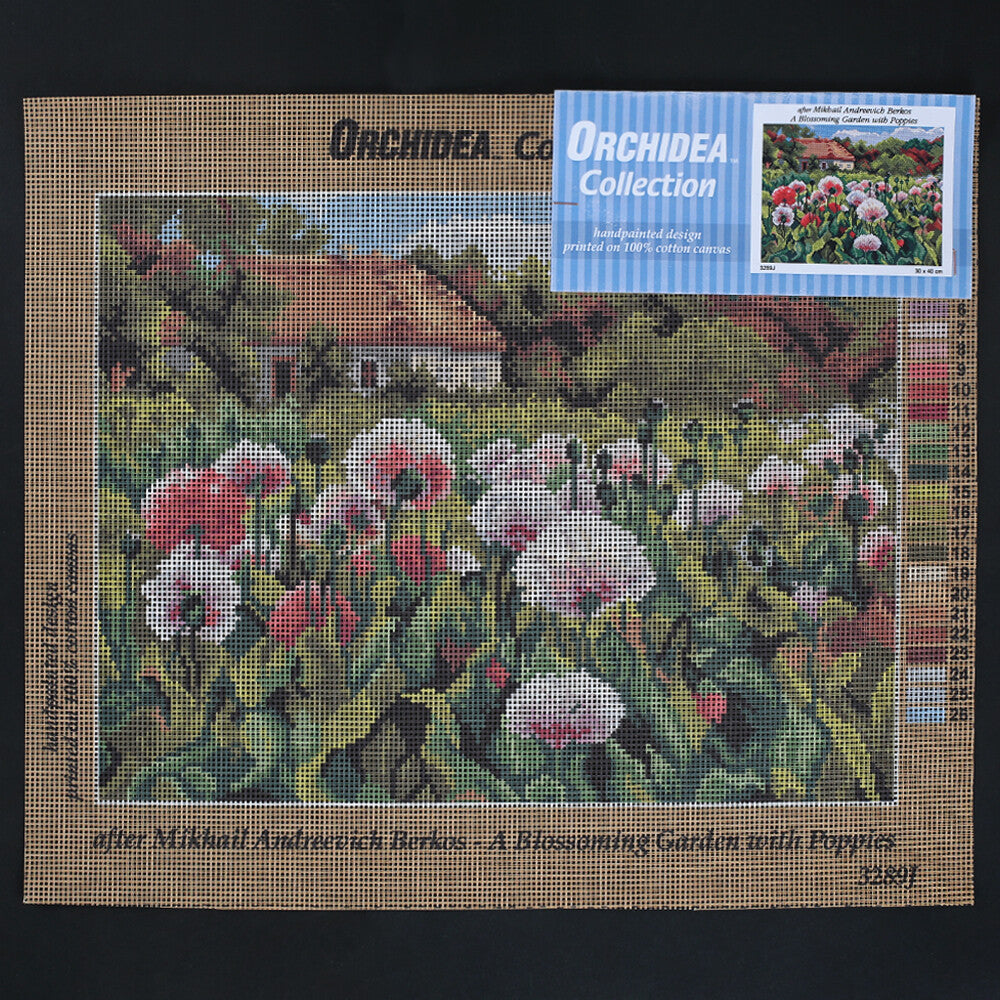 Orchidea 30x40 cm Mikhail Andreevich Berkos A Blossoming Garden With Poppies Printed Gobelin 3289J