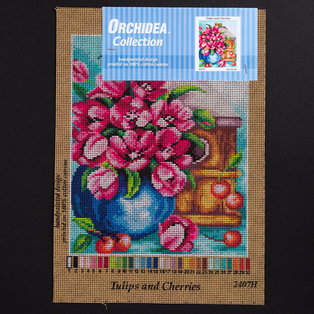 Orchidea 24x30cm Printed Gobelin, Tulips and Cherries - 2407H