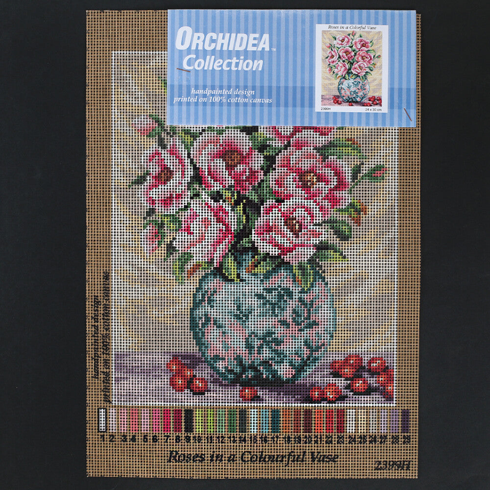 Orchidea 24x30 cm Roses in A Colorful Vase Printed Gobelin 2399H