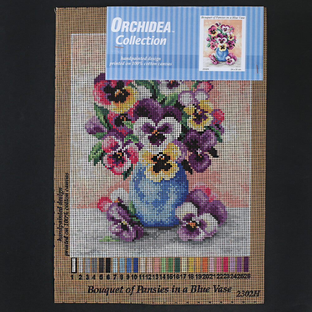 Orchidea 24x30 cm Bouquet Of Pansies in A Blue Vase Printed Gobelin 2302H