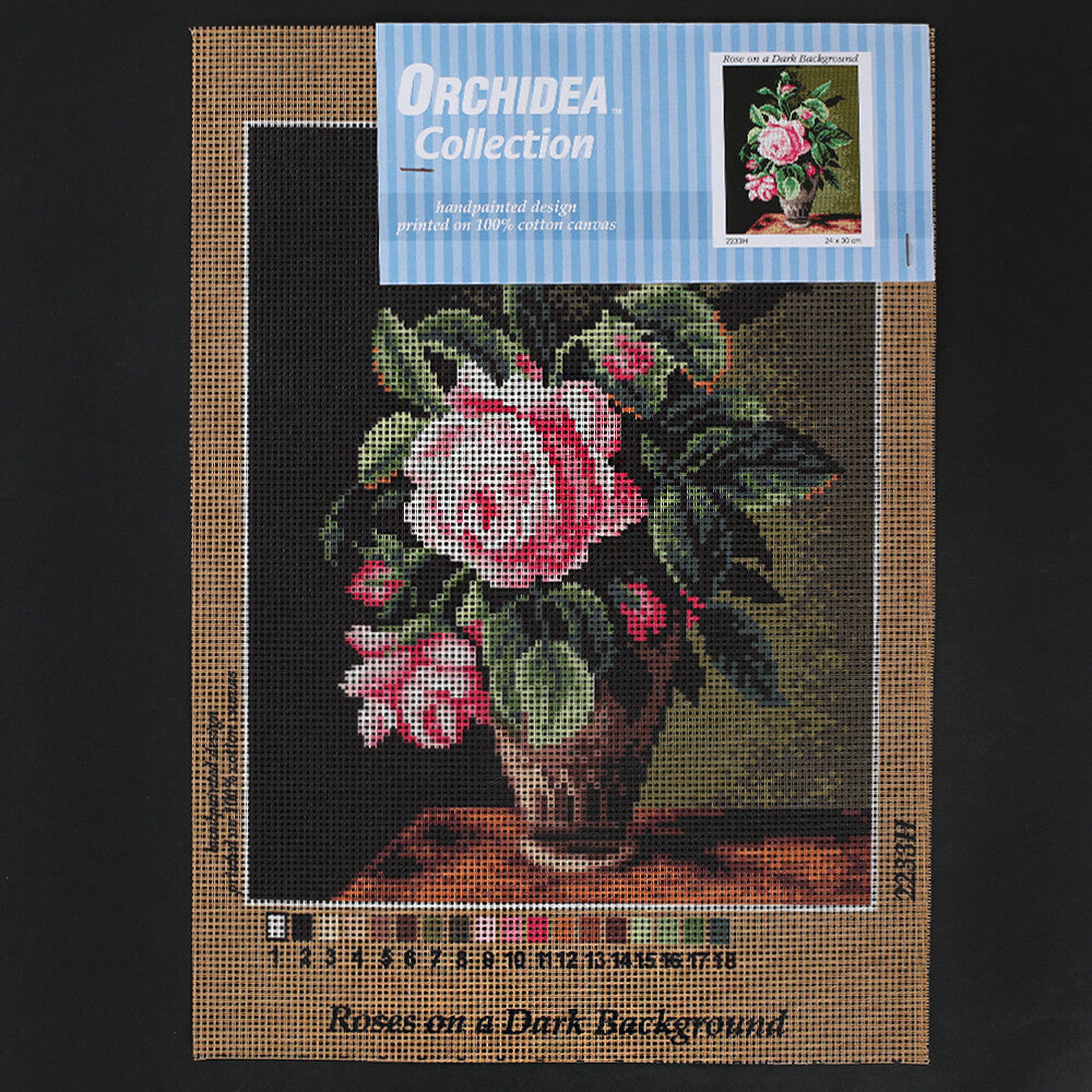 Orchidea 24x30 cm Rose On A Dark Background Printed Gobelin 2233H
