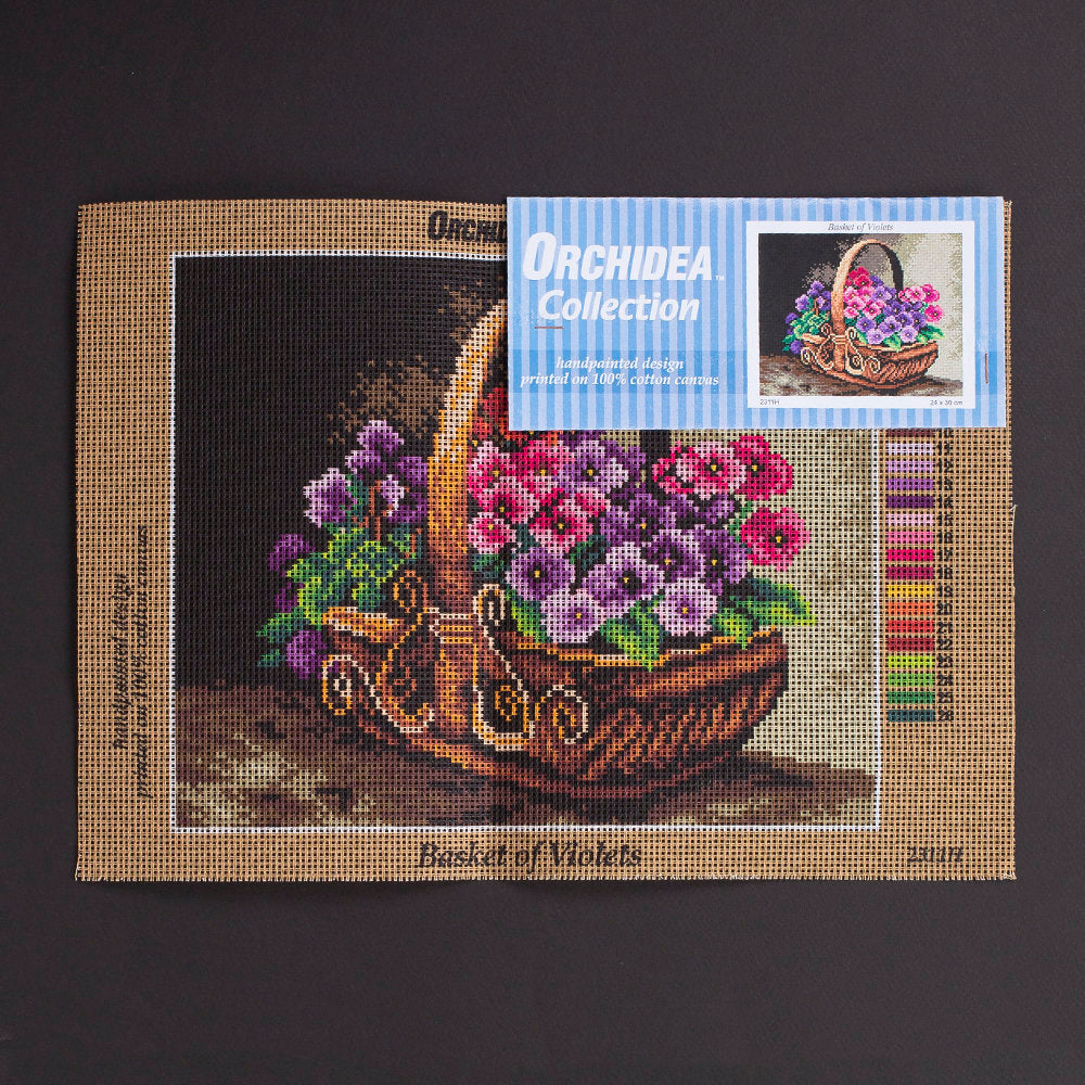 Orchidea 24x30cm Printed Gobelin, Basket of Violets - 2311H