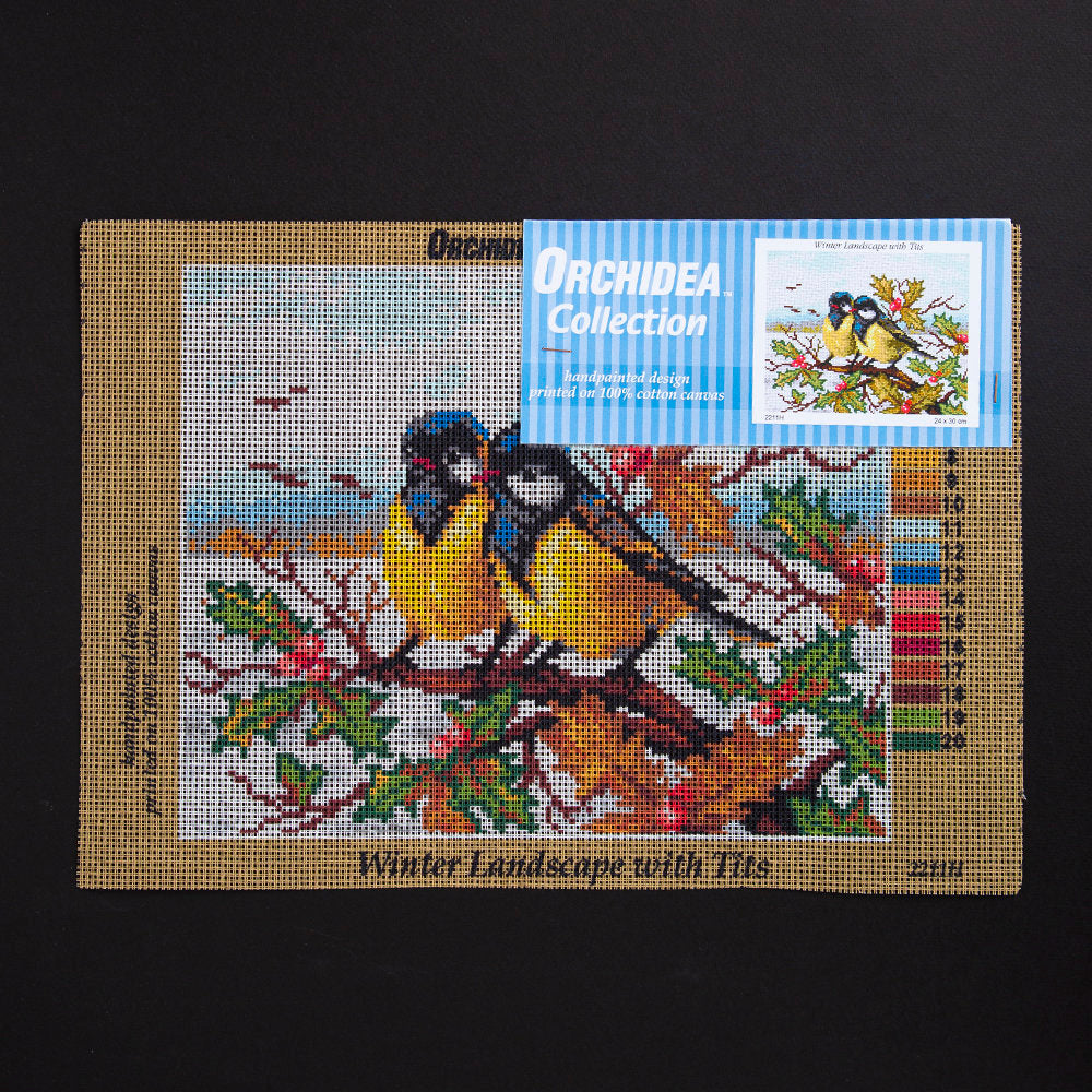 Orchidea 24x30cm Printed Gobelin, Winter Landscape with Tits - 2211H