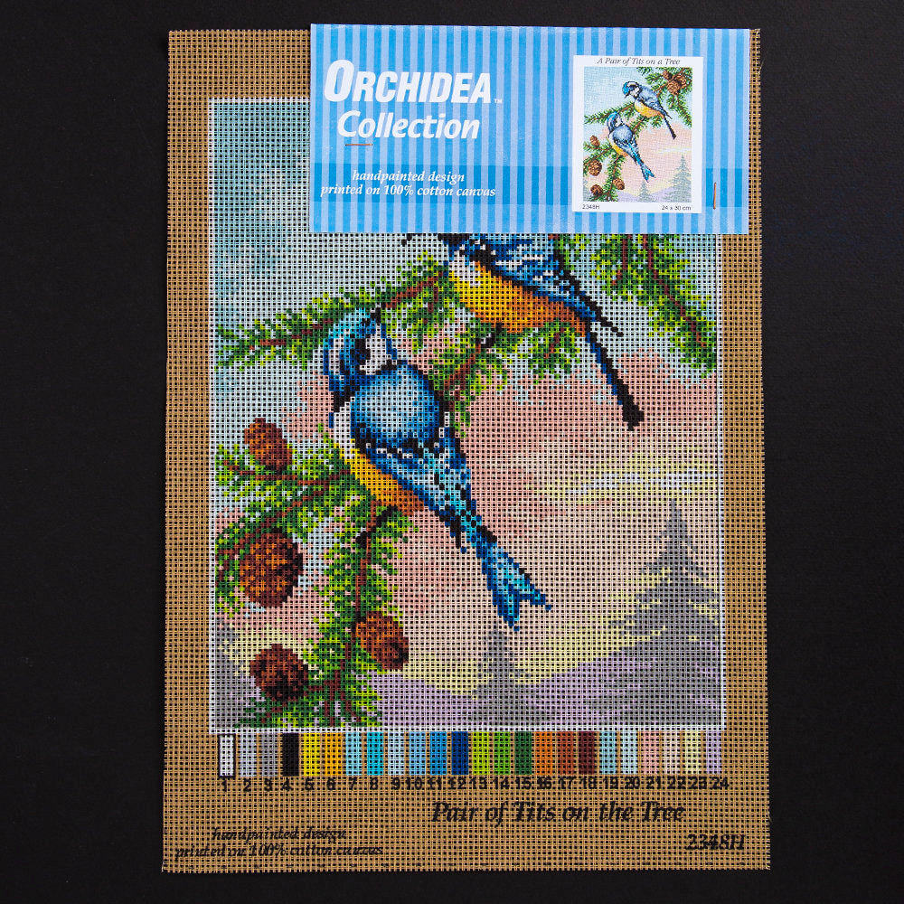 Orchidea 24x30cm Printed Gobelin, A pair of Tits on a Tree - 2348H