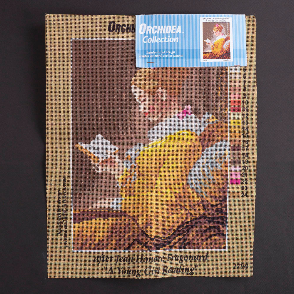 Orchidea 30x40cm Printed Gobelin, Jean Honore Fragonard - A Ypung Girl Reading