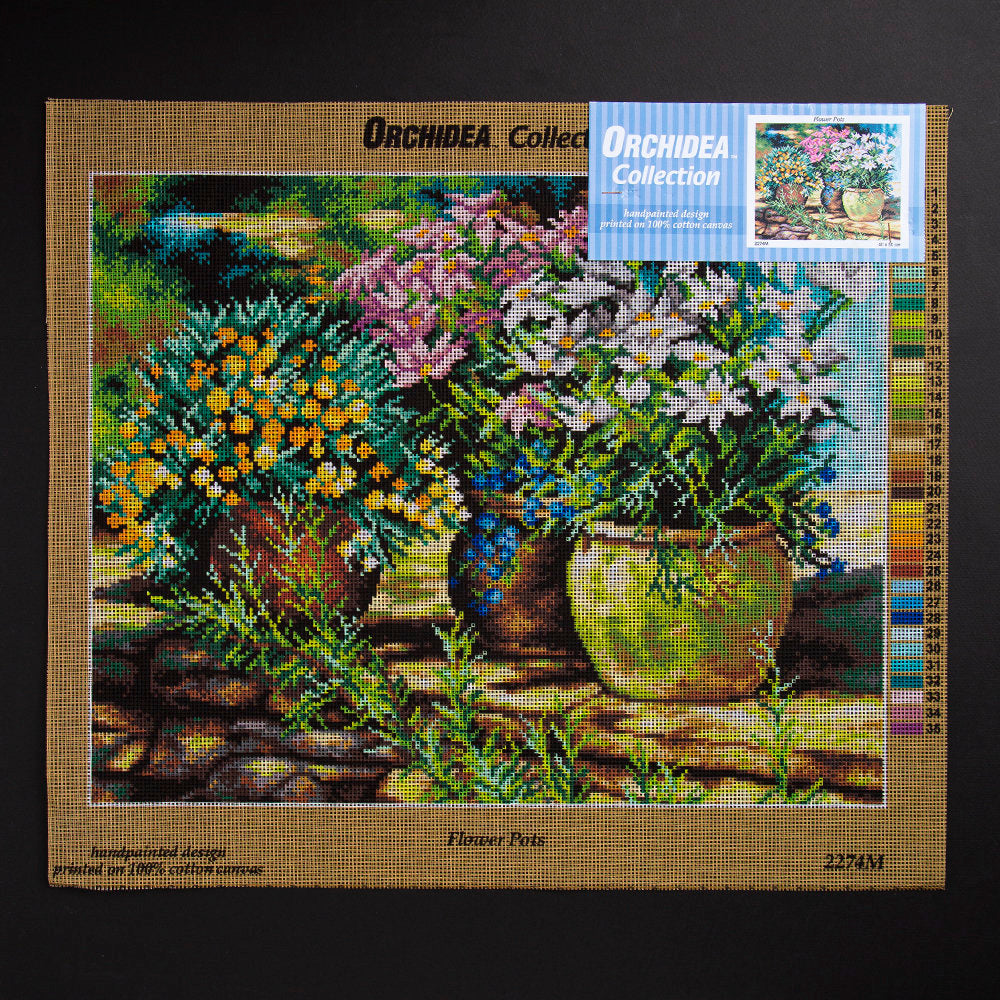 Orchidea 40x50cm Printed Gobelin, Flower Pots - 2274M