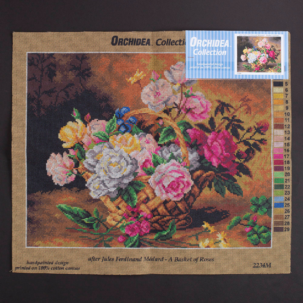 Orchidea 40x50cm Printed Gobelin, Jules Ferdinand Medard - A Basket of Roses - 2234M