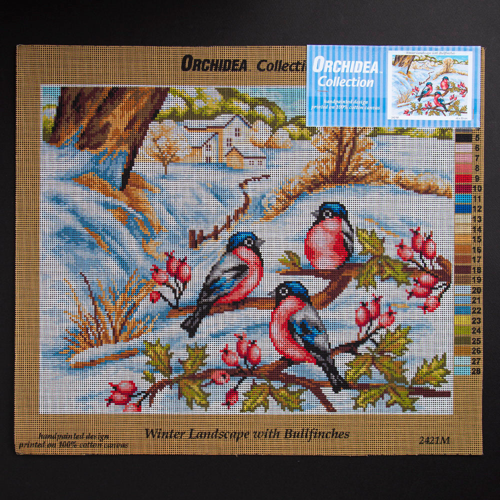 Orchidea 40x50cm Printed Gobelin, Winter Landscape with Bullfinches - 2421M