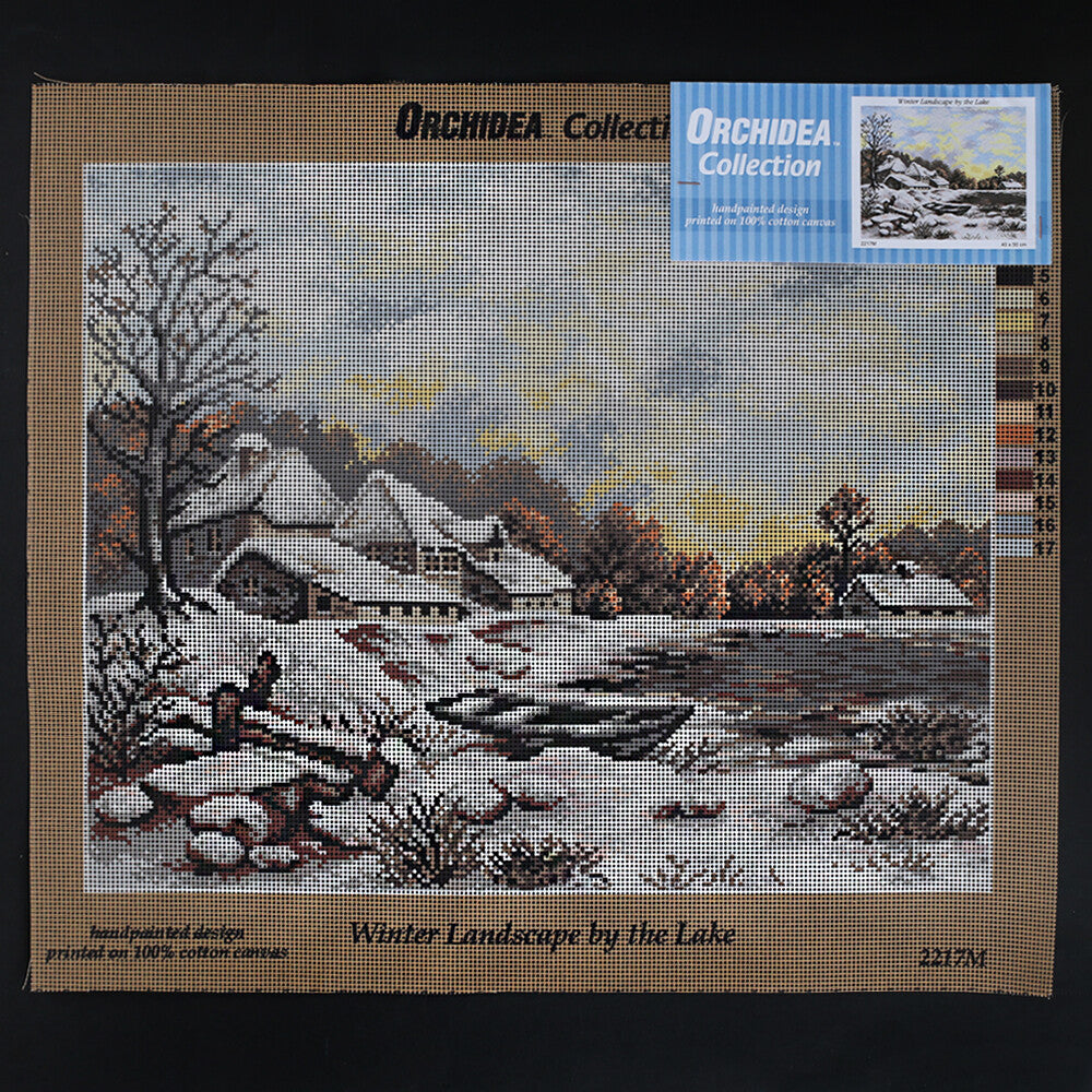 Orchidea 40x50 cm Winter Landscape By The Lake Printed Gobelin 2217M