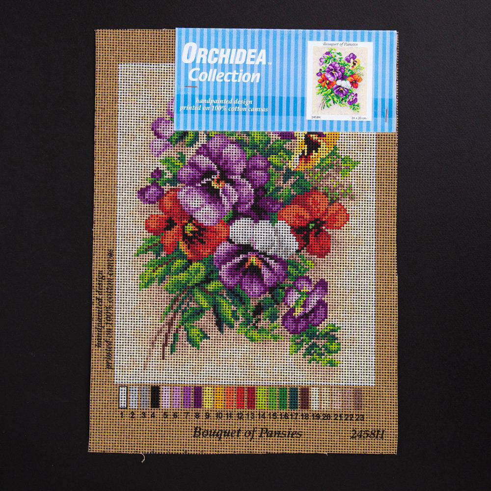 Orchidea 24x30cm Printed Gobelin, Bouquet of Pansies - 2458H