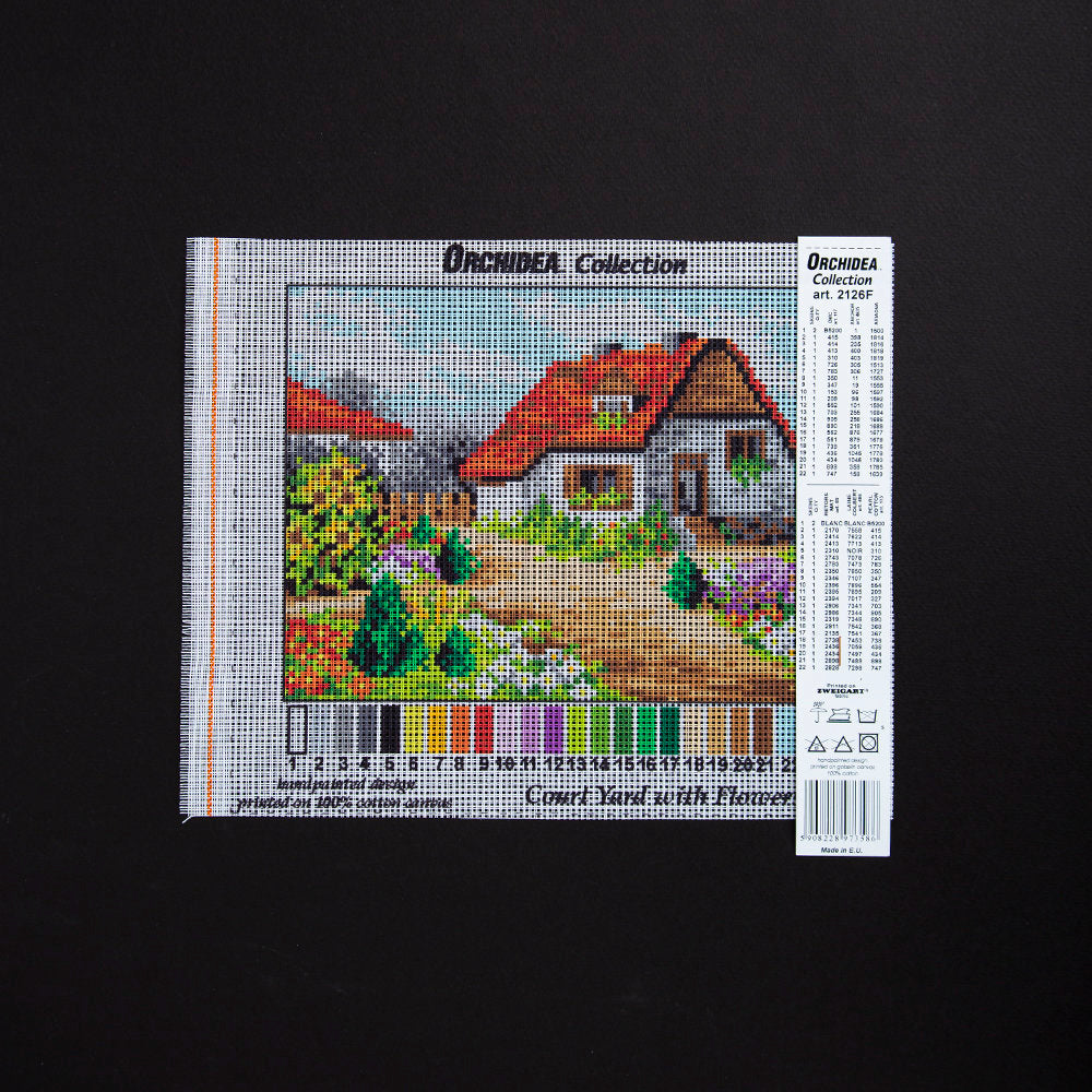 Orchidea 18x24cm Printed Gobelin, Court Yard with Flowers - 2126F