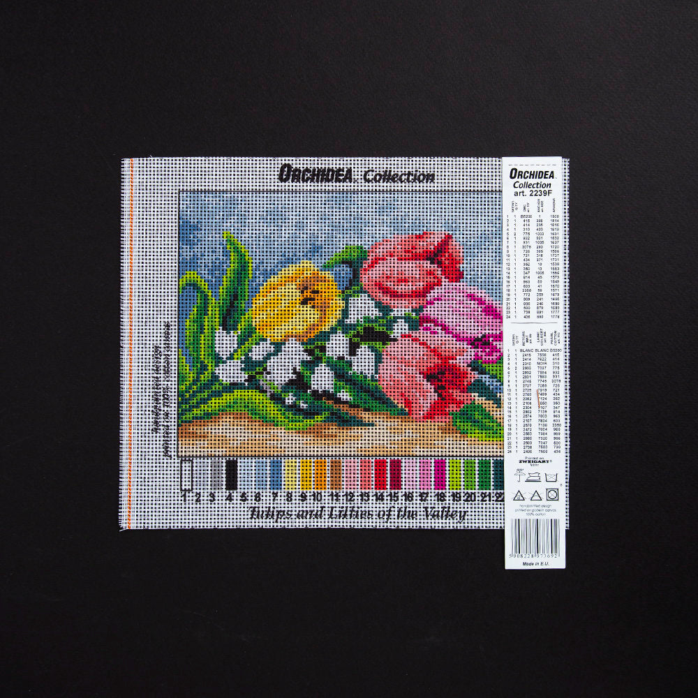 Orchidea 18x24cm Printed Gobelin, Tulips and Lillies on the Valley - 2239F