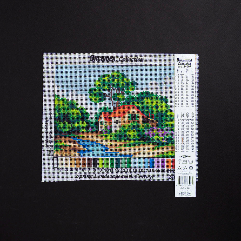 Orchidea 18x24cm Printed Gobelin, Spring Landscape with Cottage - 2400F