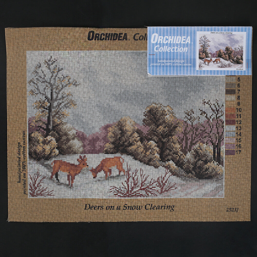 Orchidea 30x40 cm Deers On A Snow Clearing Printed Gobelin 2523J