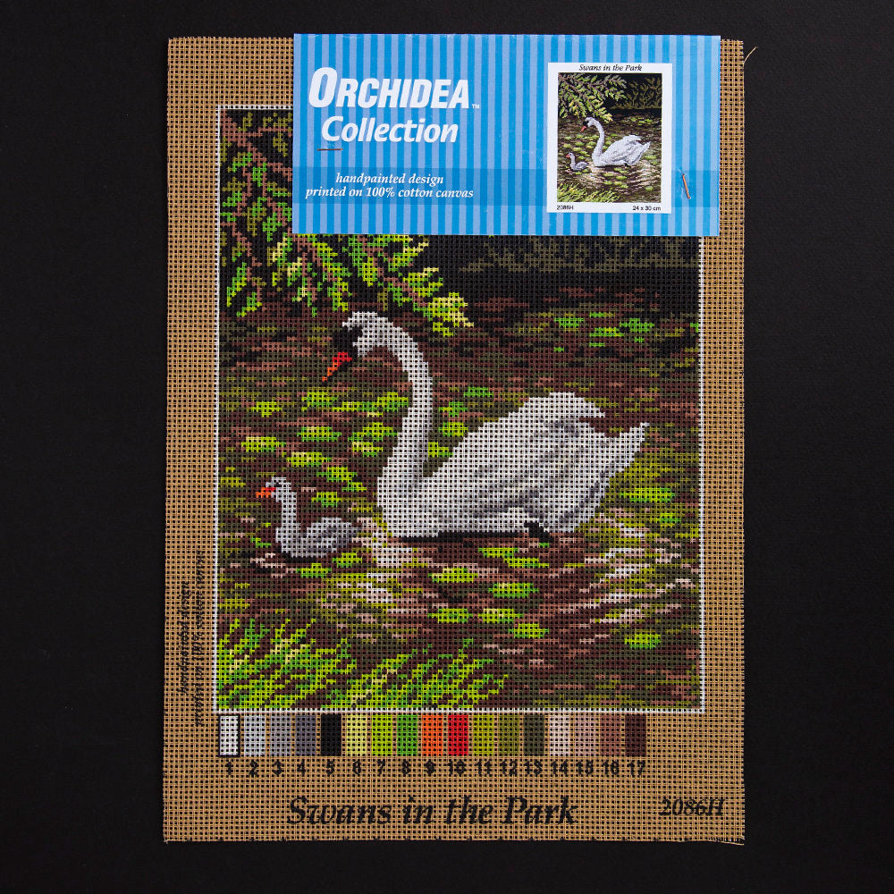 Orchidea 24x30cm Printed Gobelin, Swans in the Park - 2086H