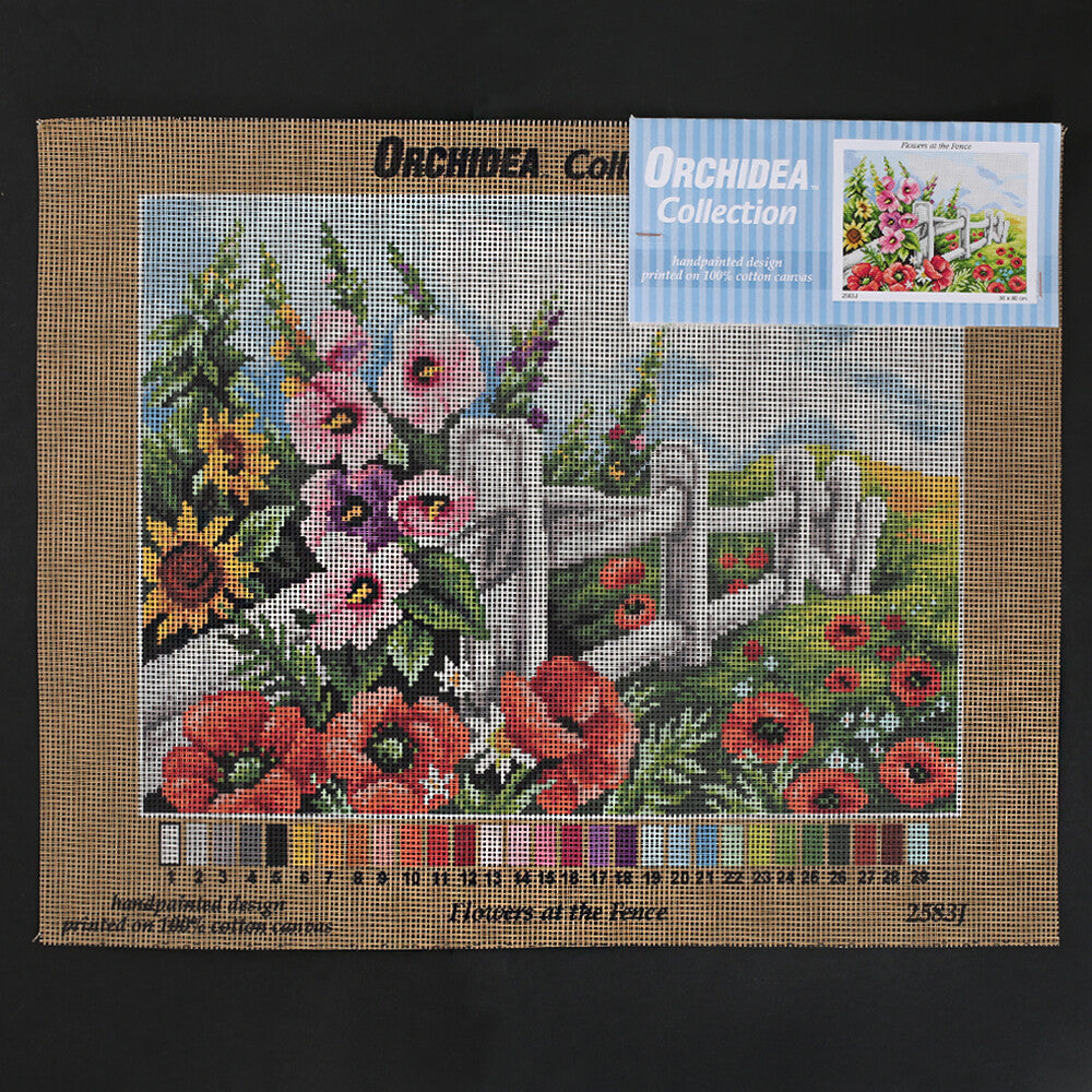 Orchidea 30x40 cm Flowers At The Fence Printed Gobelin 2583J