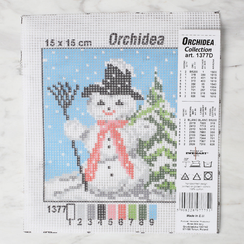 ORCHIDEA 15x15 cm ORCHIDEA 15x15 cm Printed Gobelin, Snowman - 1377D