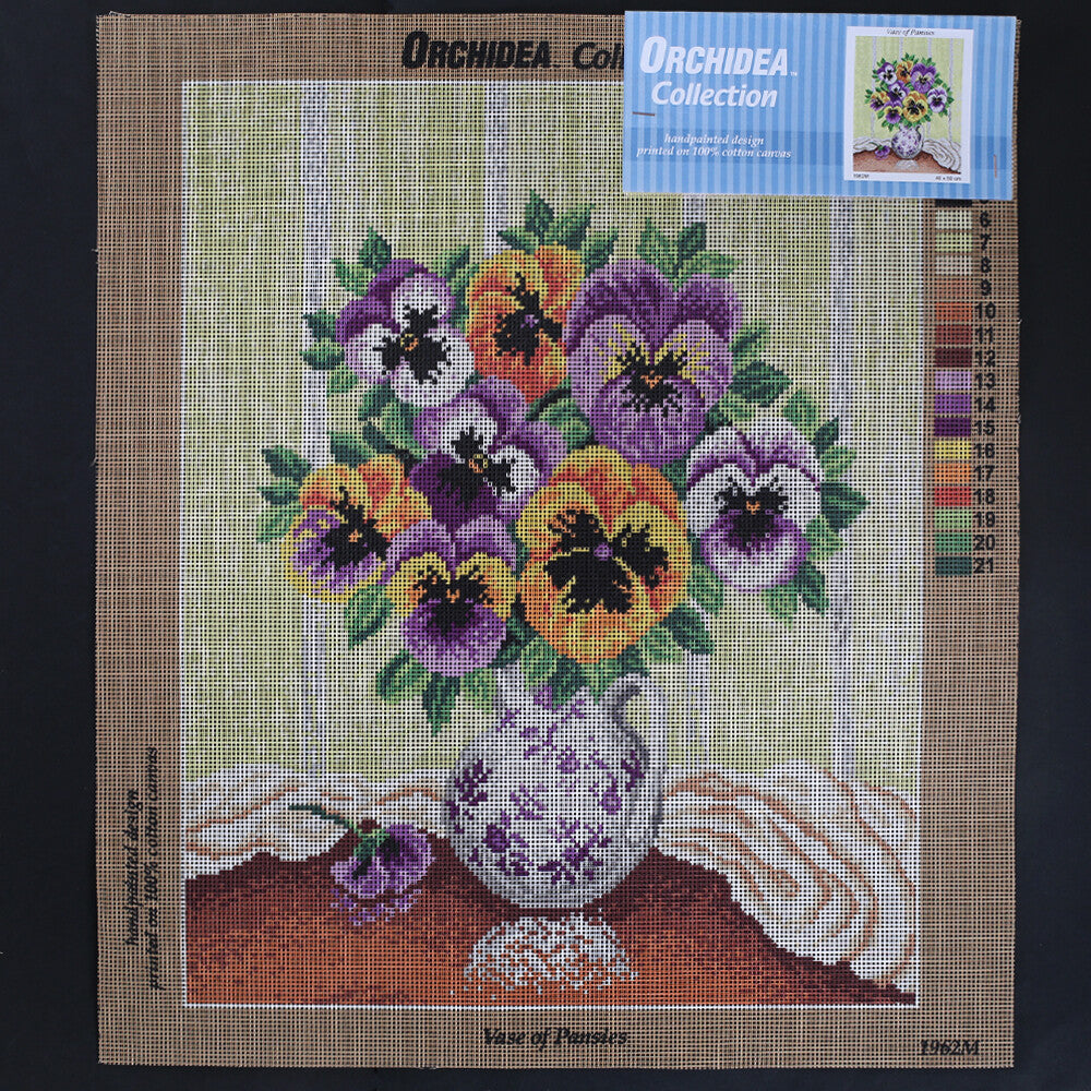 Orchidea 40x50 cm Vase Of Pansies Printed Gobelin 1962M