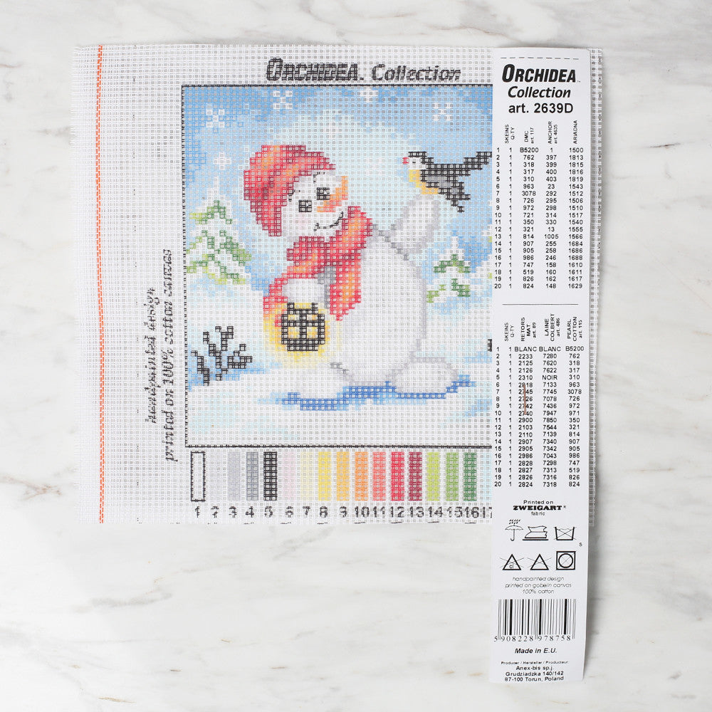 ORCHIDEA 15x15 cm Printed Gobelin, Snowman - 2639D
